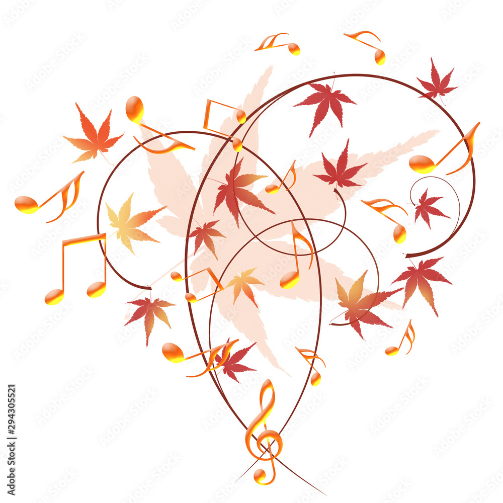 音楽 譜面 楽譜 秋 紅葉 コンサート 五線譜 Stock イラスト Adobe Stock