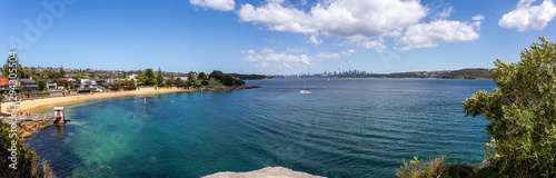 Fototapeta Naklejka Na Ścianę i Meble -  Panoramic view of Watson Bay and Sydney cityscape in Sydney Harbour, Sydney, Australia on 27 September 2019
