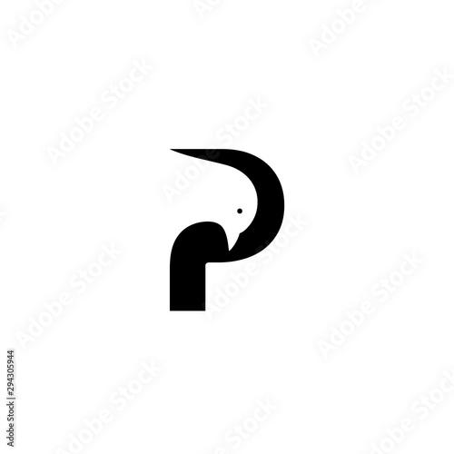 Initial letter P with pigeons logo design