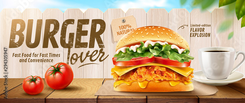 Fried chicken burger banner ads