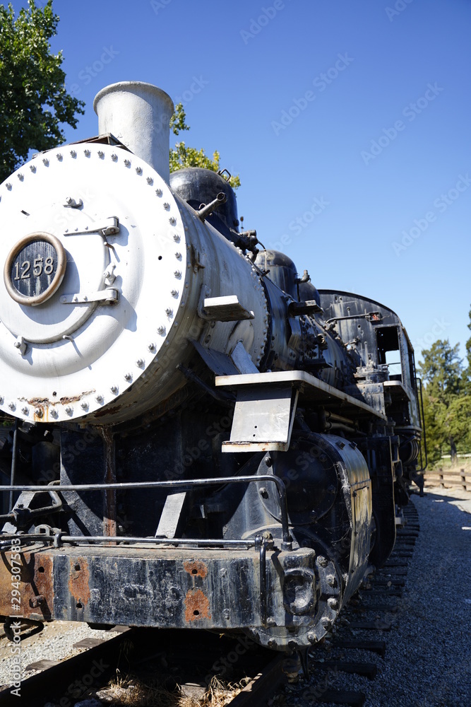 Fototapeta premium Old Train engine cabooz connector train signs