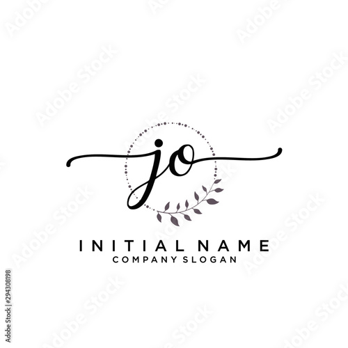 JO Beauty vector initial logo, handwriting logo.
