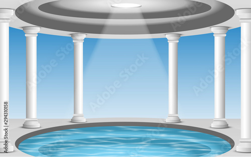 landscape of pool in the white dome