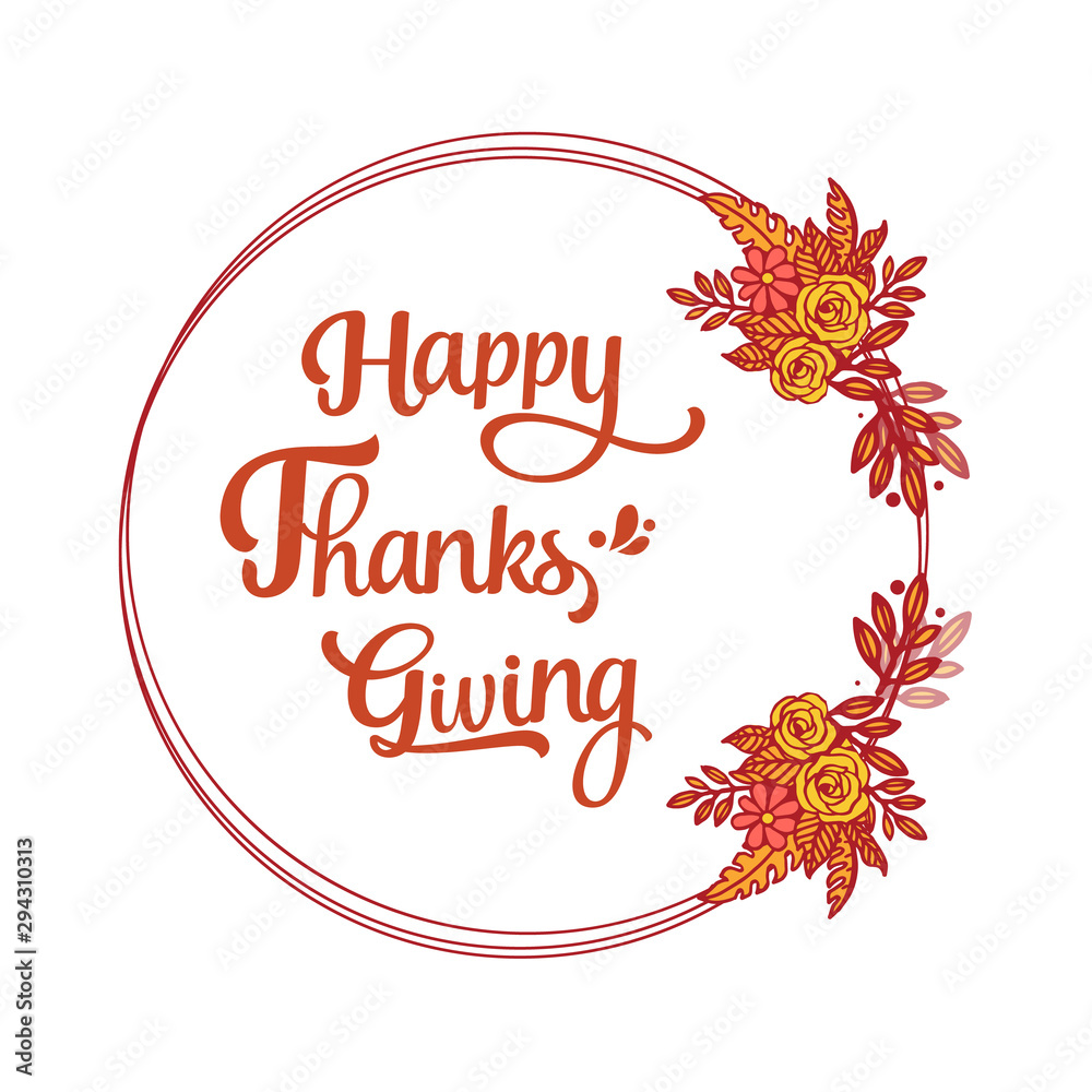 Banner of thanksgiving with decoration pattern of autumn leaf flower frame. Vector