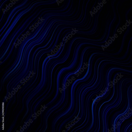 Dark BLUE vector background with curved lines. Colorful geometric sample with gradient curves. Template for your UI design.