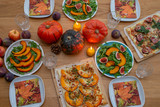 Thanksgiving Celebration Traditional Dinner Setting Food 