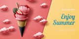 Strawberry ice cream cone ads