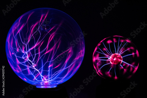 Electricity fire-ball. Abstract photo of electric waves. Static electricity - Stock Image