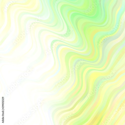 Light Green vector background with curved lines.