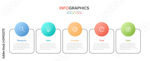 Infographic design with icons and 5 options or steps. Thin line vector. Infographics business concept. Can be used for info graphics, flow charts, presentations, web sites, banners, printed materials.