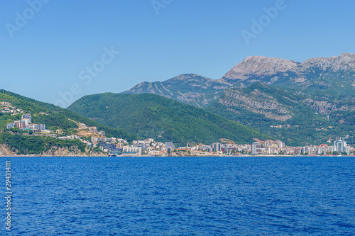 Budva Riviera in Montenegro, view from the sea on a summer day © vredaktor