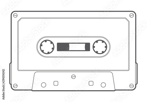 Vector line old compact audio cassettes. Isolated on white background