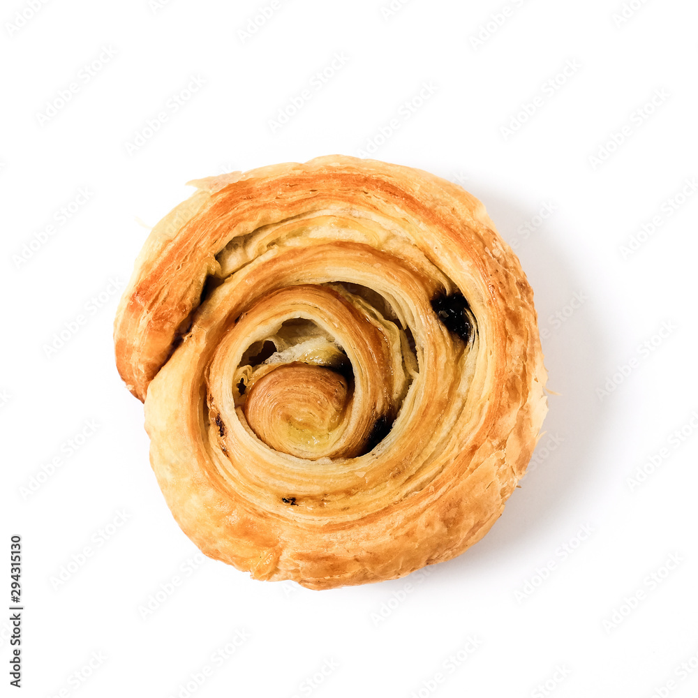 Fototapeta premium Bread Denis with Chocolate chips isolated on white background.
