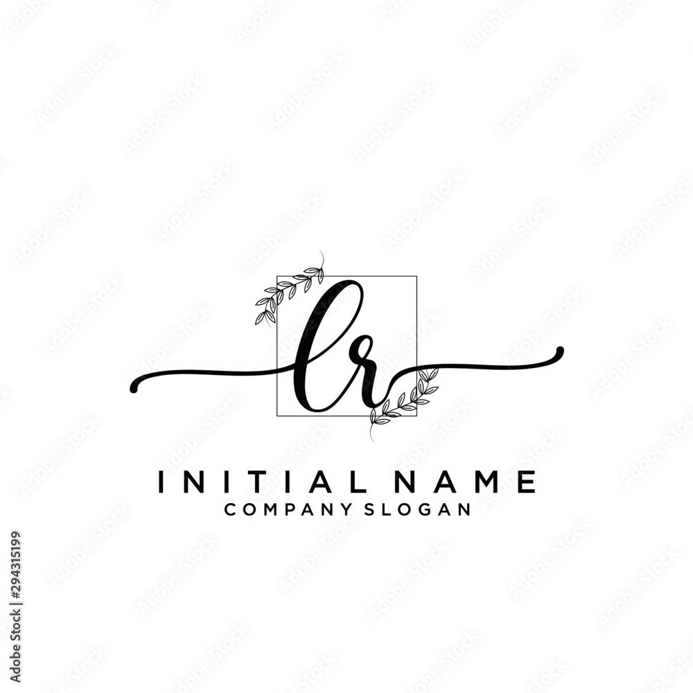 LR Beauty vector initial logo, handwriting logo.