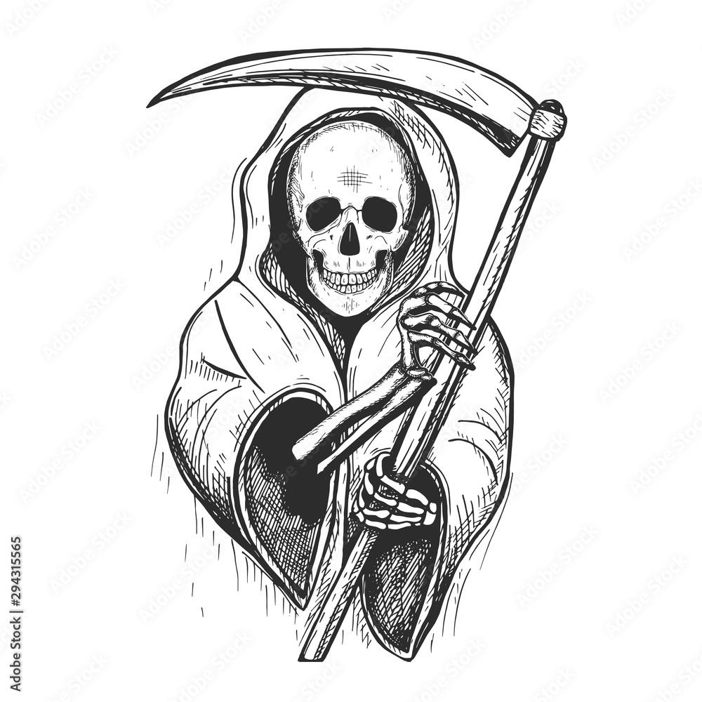 grim Reaper. Vector. sketch. Hand drawing. eps Stock Vector | Adobe Stock