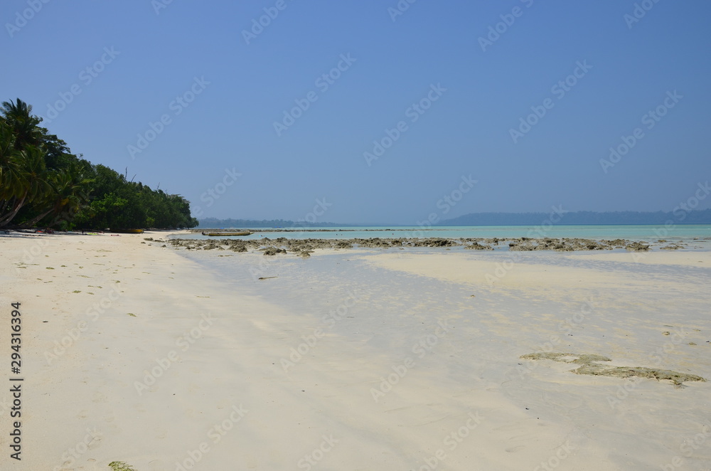 The beach and sea during low tide