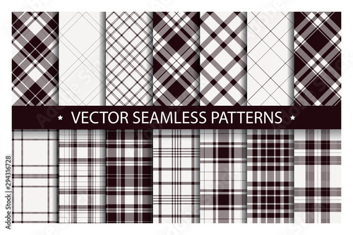 Tartan set pattern seamless plaid vector. Geometric background fabric texture. Modern check fashion template for textile print, wrapping paper, gift card, wallpaper flat design. photo