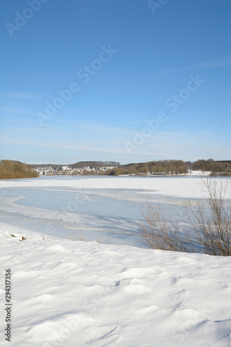 Fototapeta Naklejka Na Ścianę i Meble -  Winter in Stahlhofen am Wiesensee im Westerwald,Rheinland-Pfalz,Deutschland