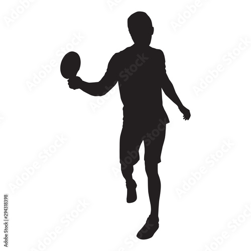 Table tennis player black silhouette on white background, vector illustration