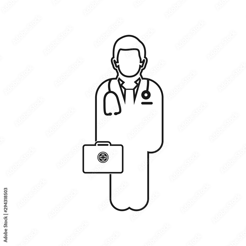 Doctor on duty line icon. Vector EPS. Doctor on duty line icon. Vector EPS.