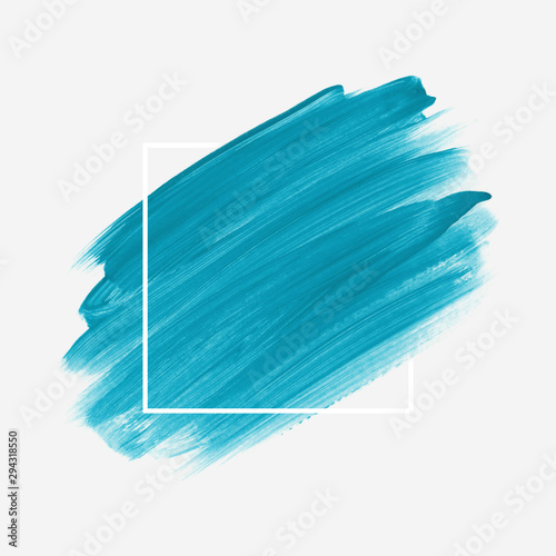 Fototapeta Brush painted acrylic abstract background illustration vector over square frame. Perfect watercolor design for headline, logo and sale banner. 