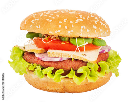Vegan burger isolated on white background