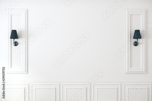White classic wall with lamps