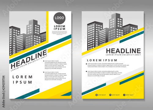 Modern brochure template design with yellow, green and white color. Pamphlet/flyer template 