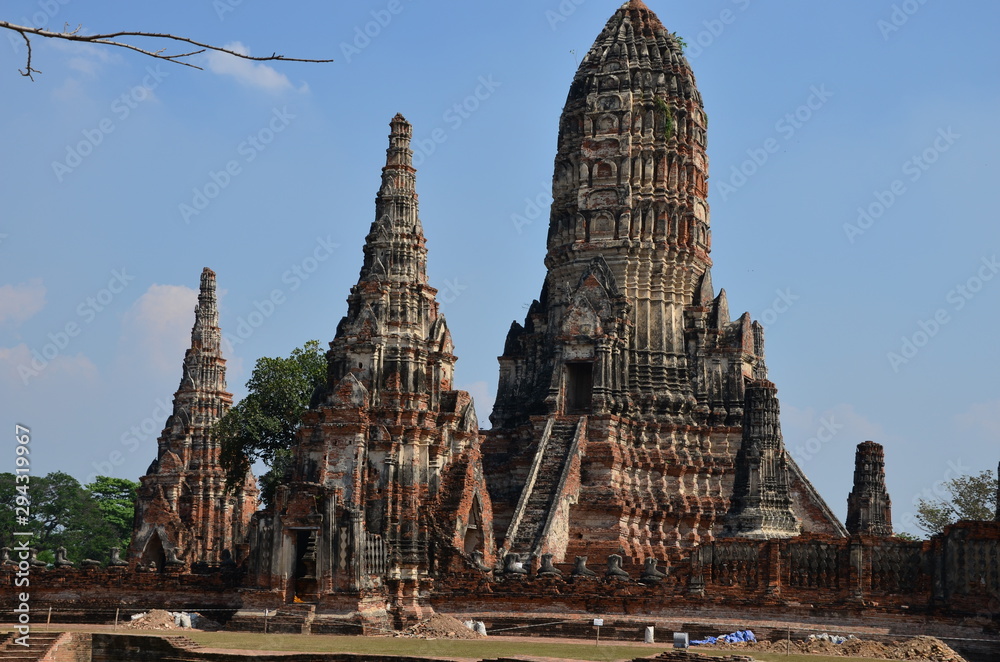 The temple in Ayutthaya in Thailand