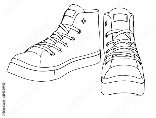 sketch of sneakers on a white background vector