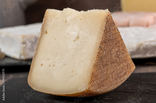 goat cheese Tomme or Tome, produced in French Pyrenees photo