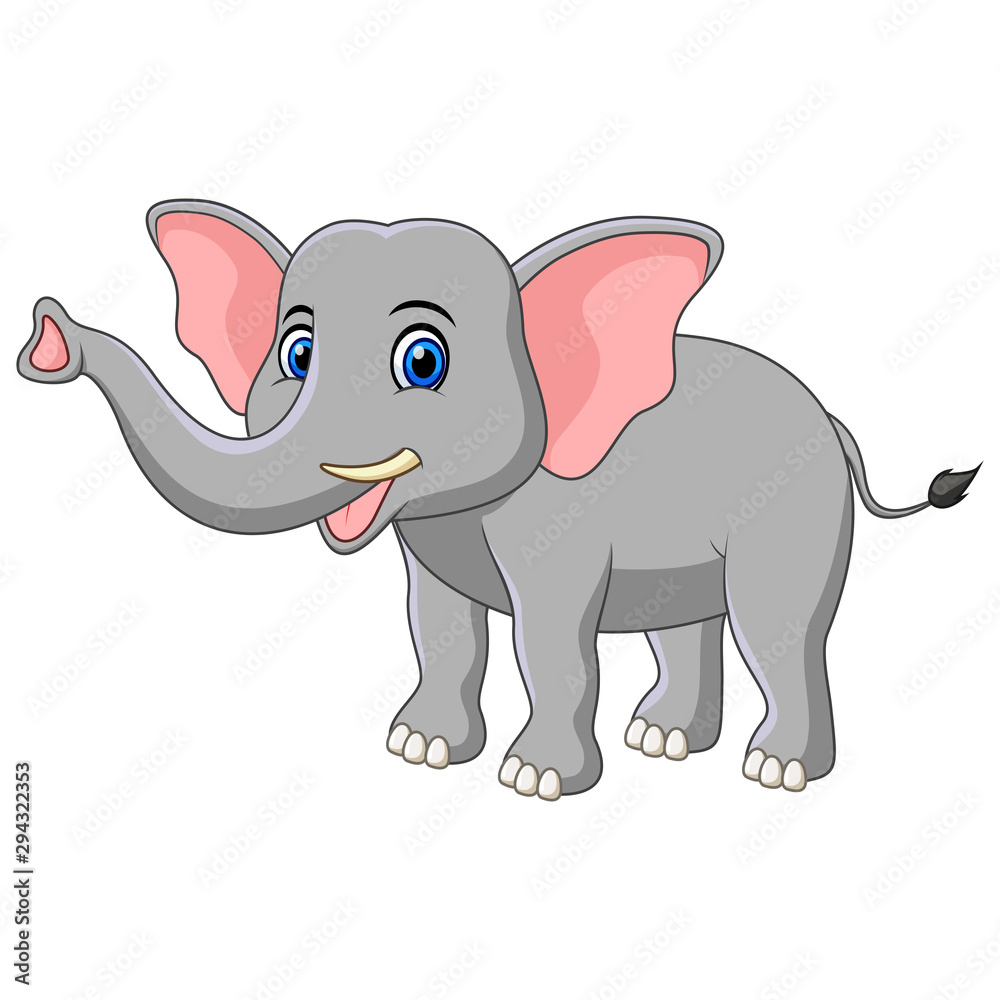Cute cartoon elephant isolated on white background Cute cartoon elephant isolated on white background