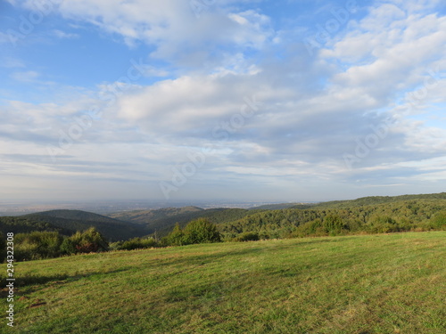 Nature landscape blue sky and green hills and meadows © Mladen