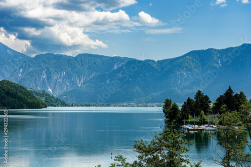 Lake Caldonazzo and Italian Alps, Valsugana valley, Trento province, Trentino Alto Adige, Italy, Europe