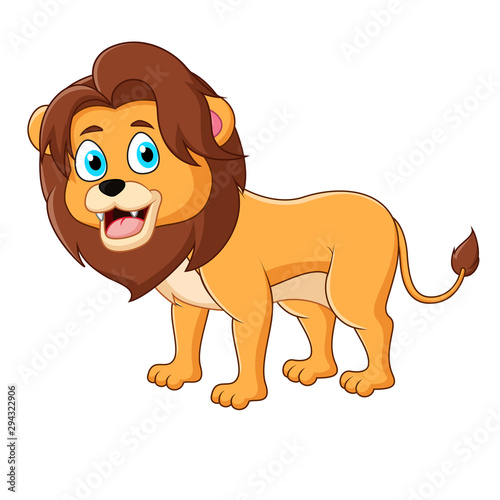 Cute lion standing isolated on a white background