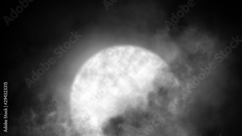 Abstract moon and clouds with mystery smoke background. Astronomy texture for design element, copy space.