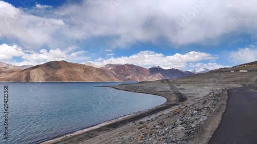 Pangong Tso lake of Ladakh, India. Pangong Tso, Tibetan for "high grassland lake", also referred to as Pangong Lake, is an endorheic lake in the Himalayas situated at a height of about 4,350 m.