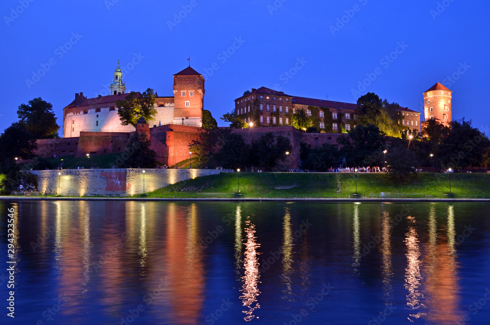 Wawel Royal Castle and Vistula river in Krakow, Poland