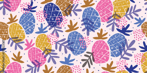 Colorful minimalistic pineapples pattern