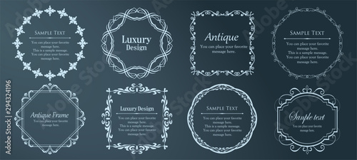 装飾デザイン　美しい額　フレームデザイン　テンプレート　アンティーク　ビンテージ　ラグジュアリー　美しい