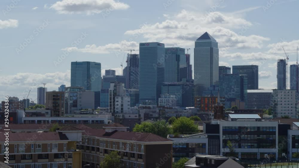 Aerial establishing shot of the financial district of London Aerial establishing shot of the financial district of London