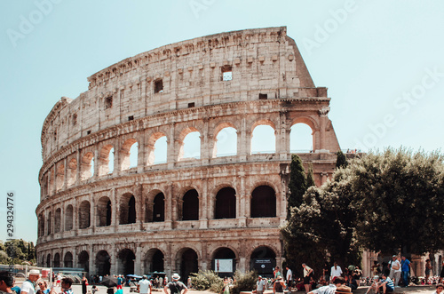 ROME - AUGUST 5, 2015: Exterior of the Colosseum or Coliseum in a sunny day, Rome, Italy. photo