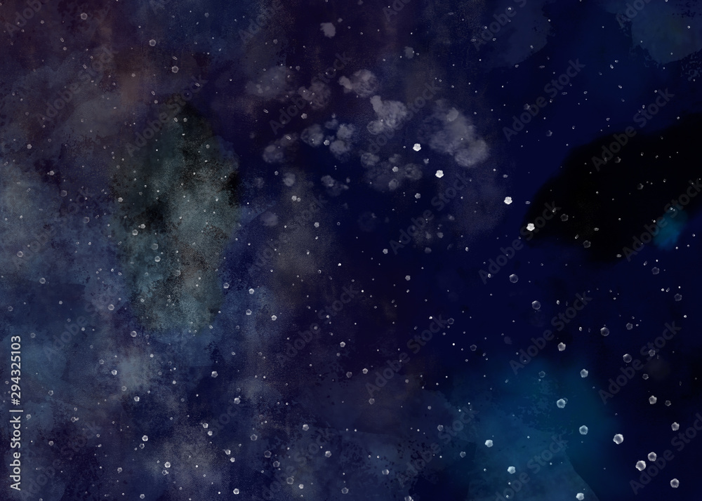 Fototapeta premium Abstract space background with white stars ilustration