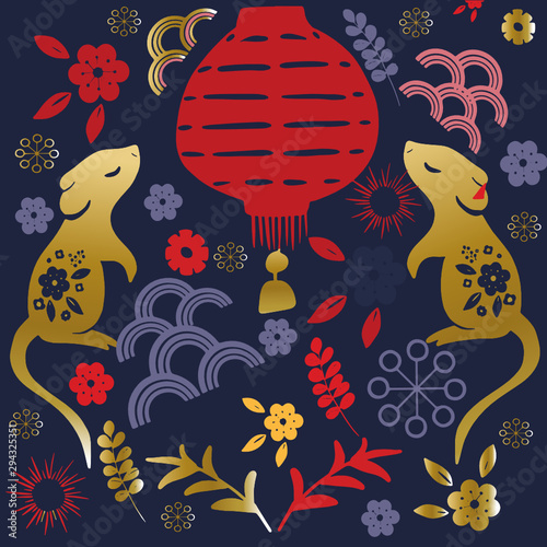 seamless pattern with new year rat