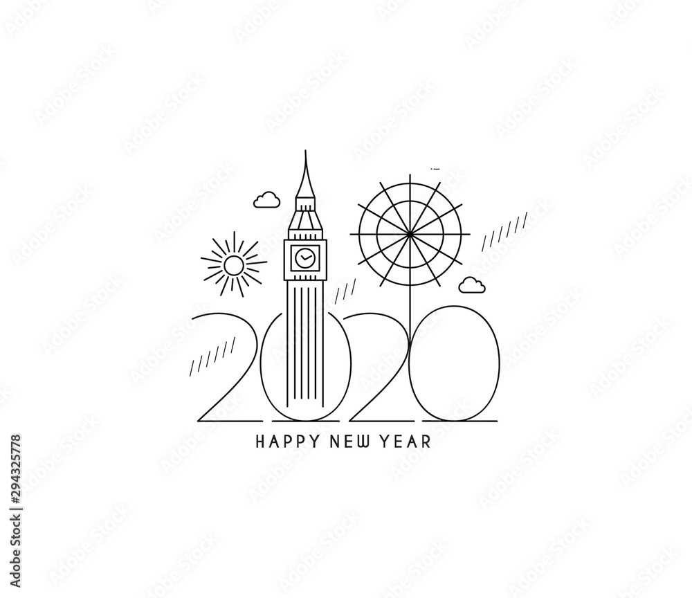 Happy New Year 2020 Text Typography Design Patter, Vector illustration. Happy New Year 2020 Text Typography Design Patter, Vector illustration.
