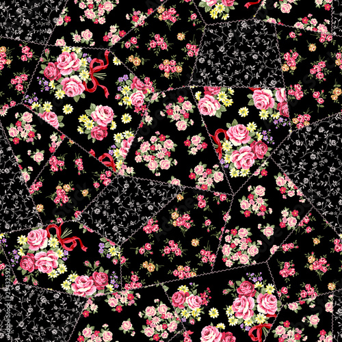 Seamless patchwork of pretty floral design