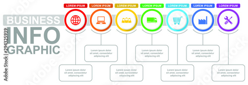 Infographic vector template for presentation, chart, diagram, graph, business, transport and industry concept with 7 options