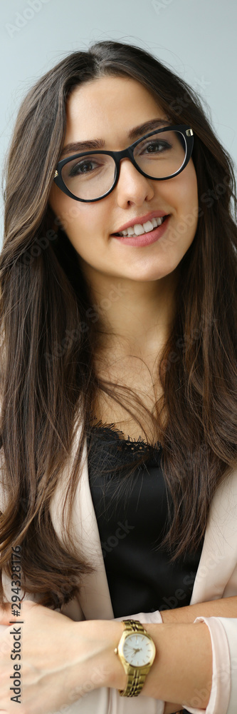 Beautiful smiling girl at workplace look in camera portrait. White collar dress code worker at workspace job offer modern office lifestyle client visit study profession boss market idea coach train. Beautiful smiling girl at workplace look in camera portrait. White collar dress code worker at workspace job offer modern office lifestyle client visit study profession boss market idea coach train.