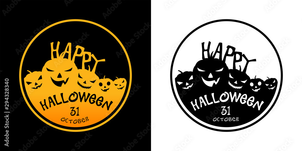 Halloween icon with chimeric pumpkins.