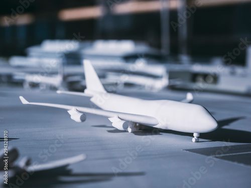 Aircraft on runway Airport building Transportation Model scale